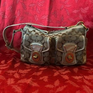 Coach Monogrammed Fabric Shoulder Bag Purse